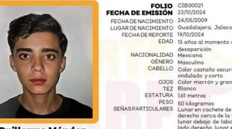Guillermo Méndez Rodríguez, tras ocho meses de desaparición en Jalisco localizan con vida al joven