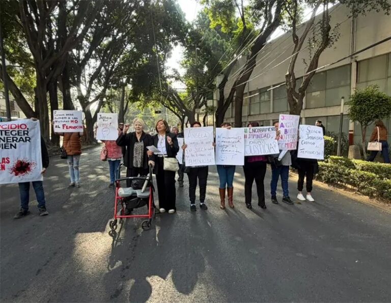 Familia Birkenbach protesta ante el DIF Nacional por custodia de hijos de Ángela