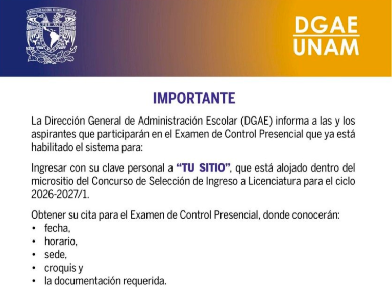 UNAM comienza a asignar citas para el examen de ingreso a licenciatura 2026-2027