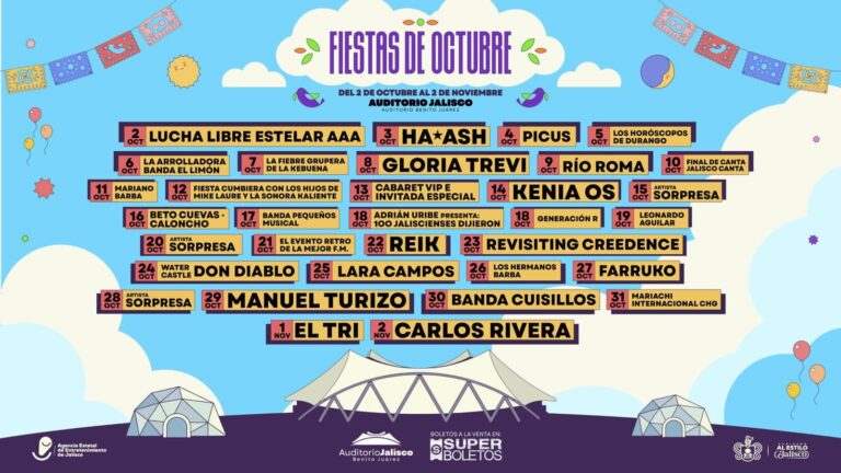 Fiestas de Octubre 2026 alistan 34 conciertos en el Auditorio Jalisco